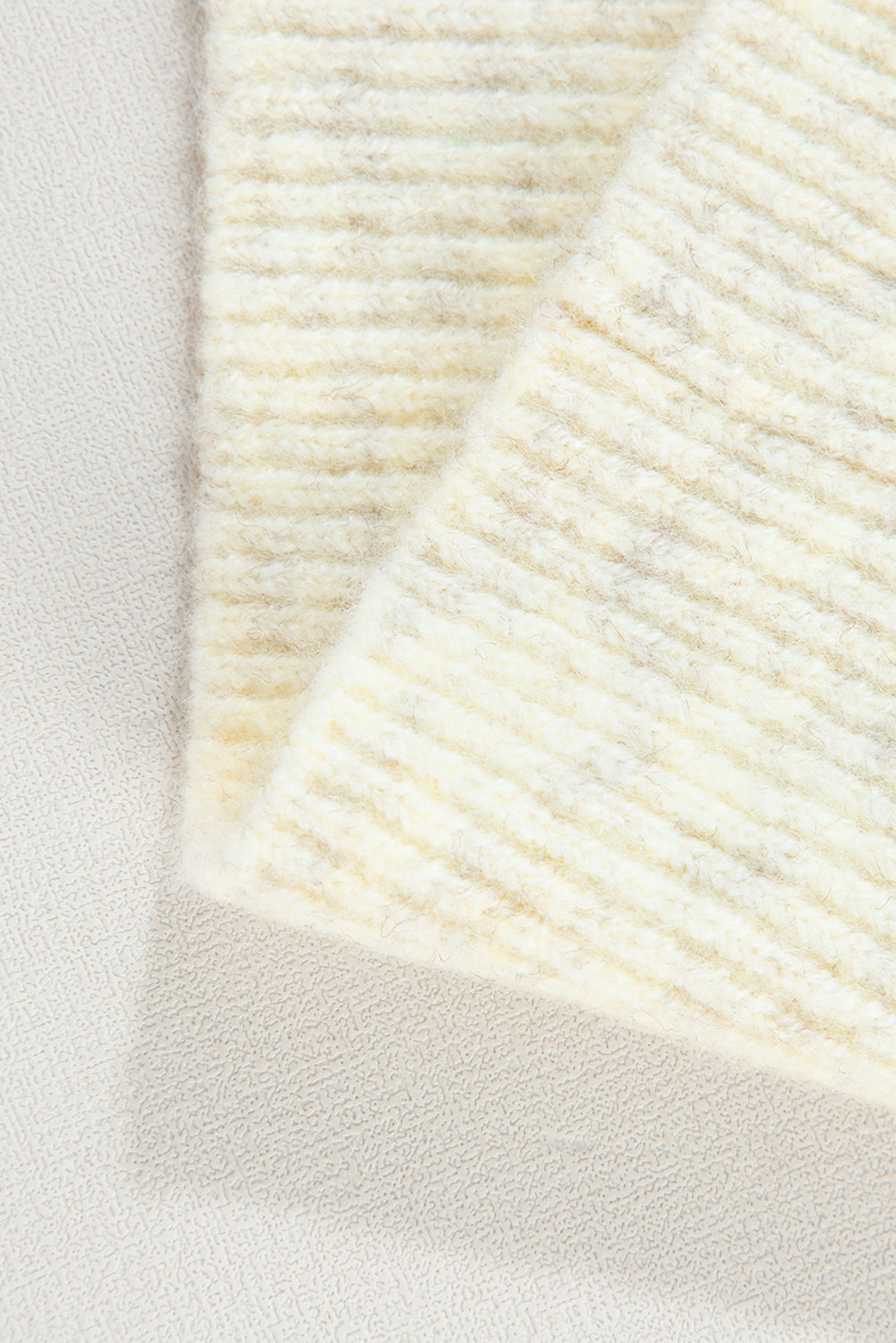 White Contrast Stitch Detail Ribbed Trim Sweater