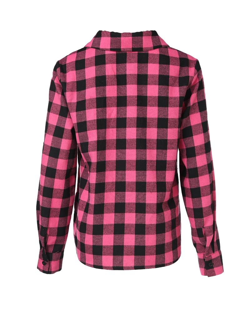 Plaid Print Buttoned Casual Long Sleeve Top