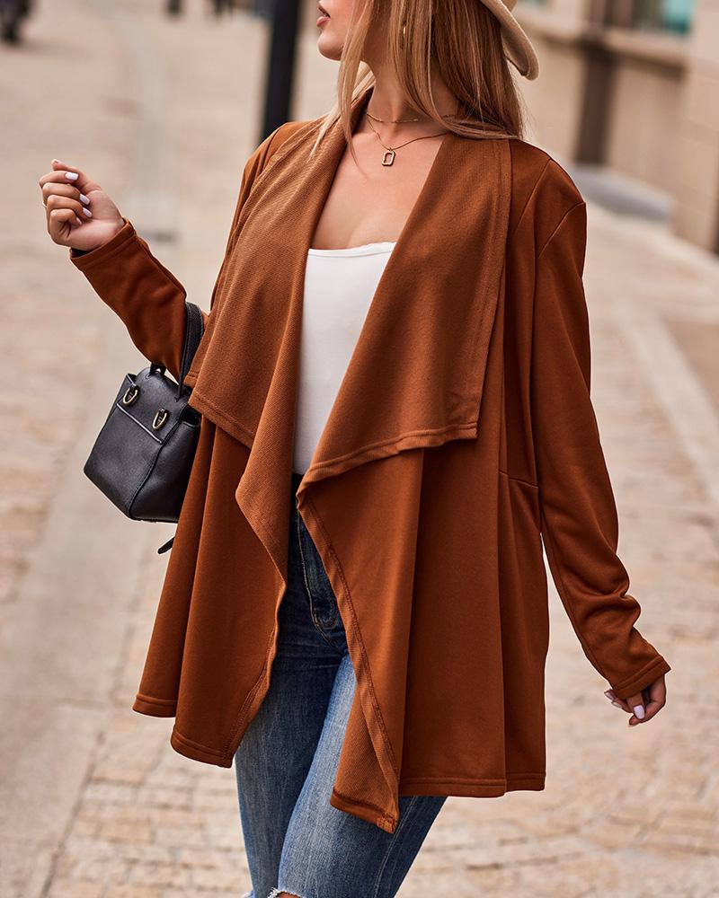 Long Sleeve Waterfall Neck Coat