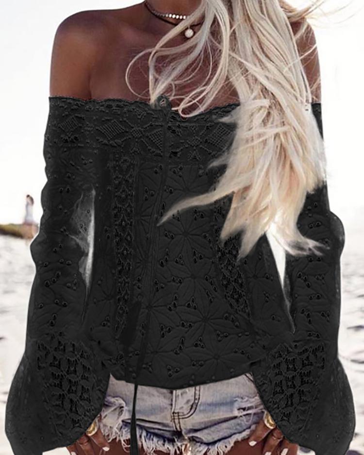 Stylish Lace Off Shoulder Casual Blouse