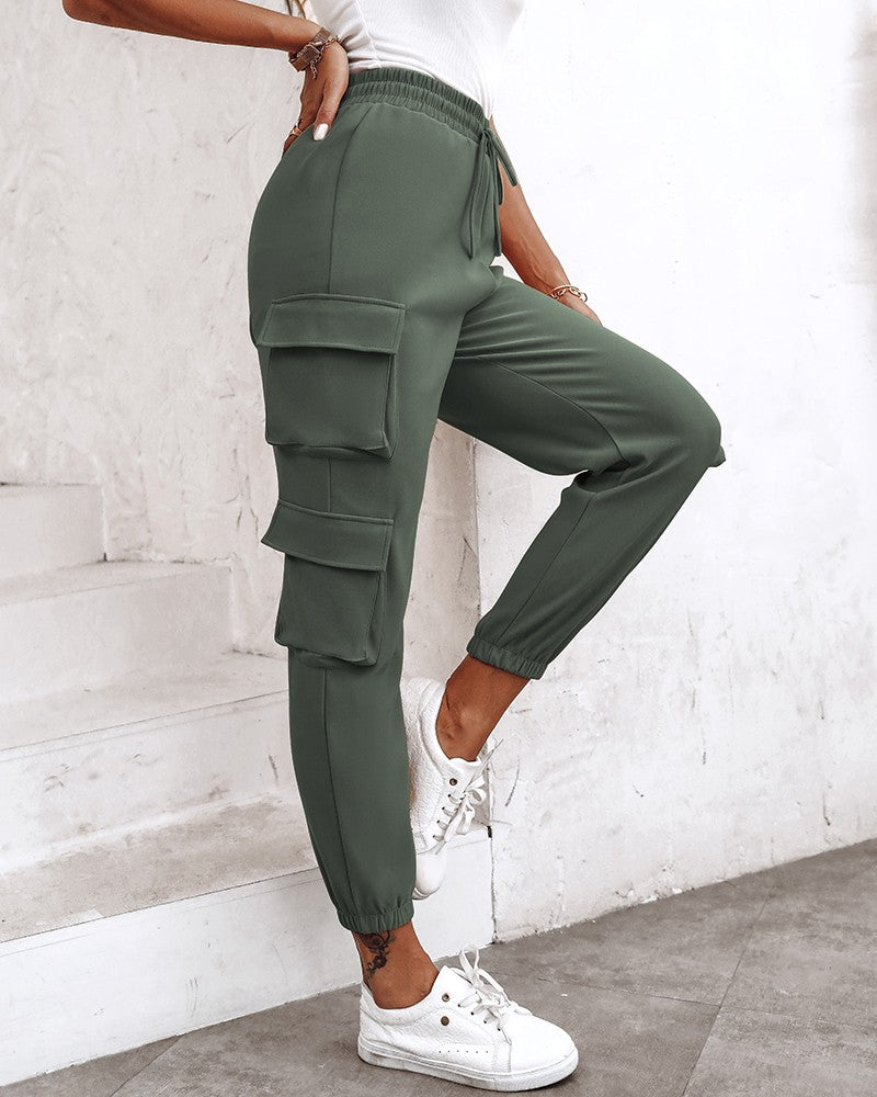 Pocket Design Cuffed Cargo Pants