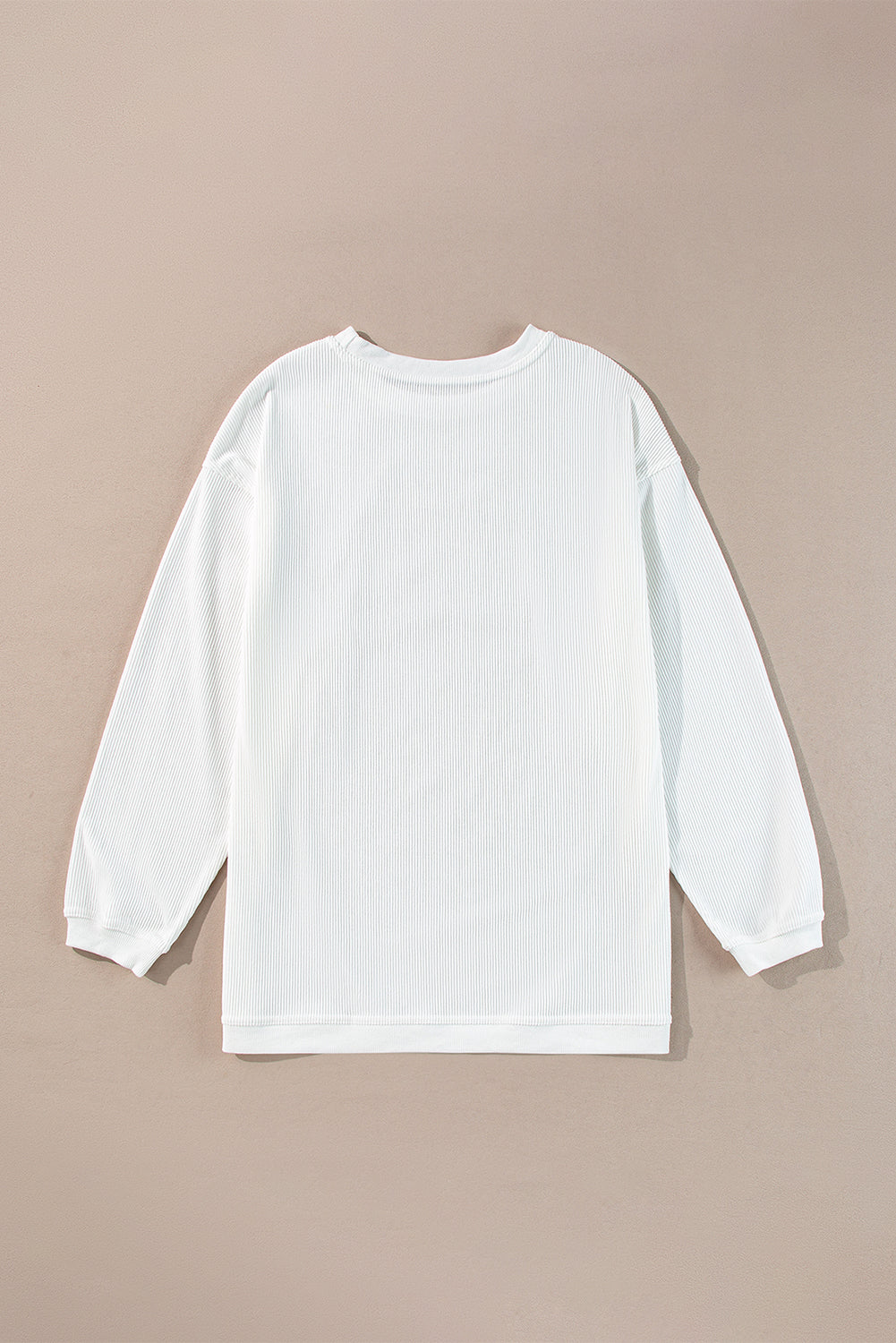 White JOY to the world Ribbed Crewneck Pullover Sweatshirt