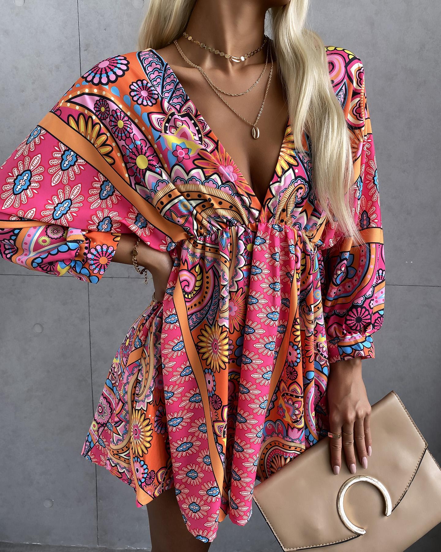 All Over Print Half Sleeve Casual Dress