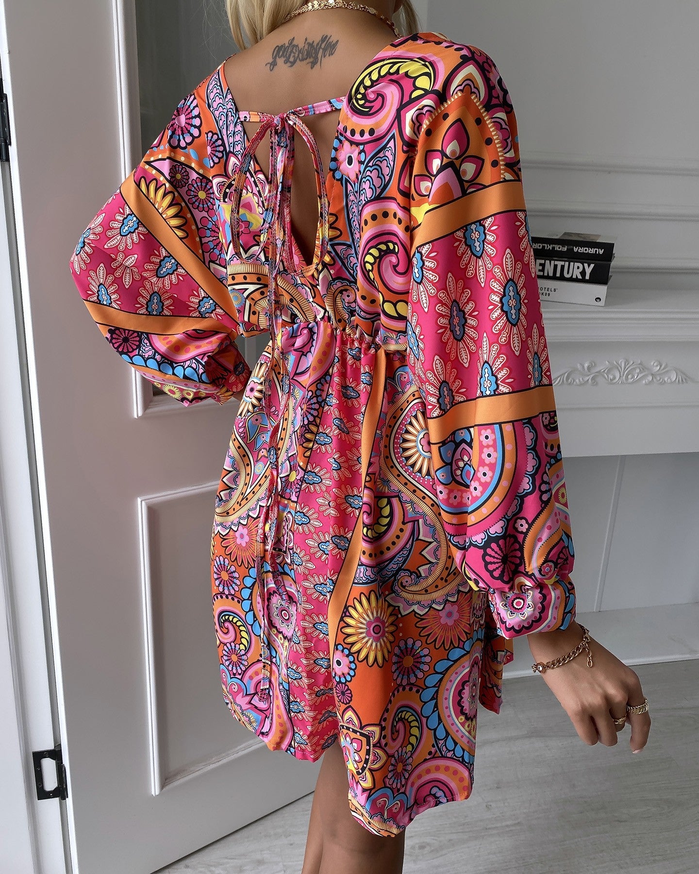 All Over Print Half Sleeve Casual Dress