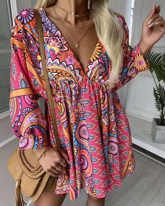 All Over Print Half Sleeve Casual Dress