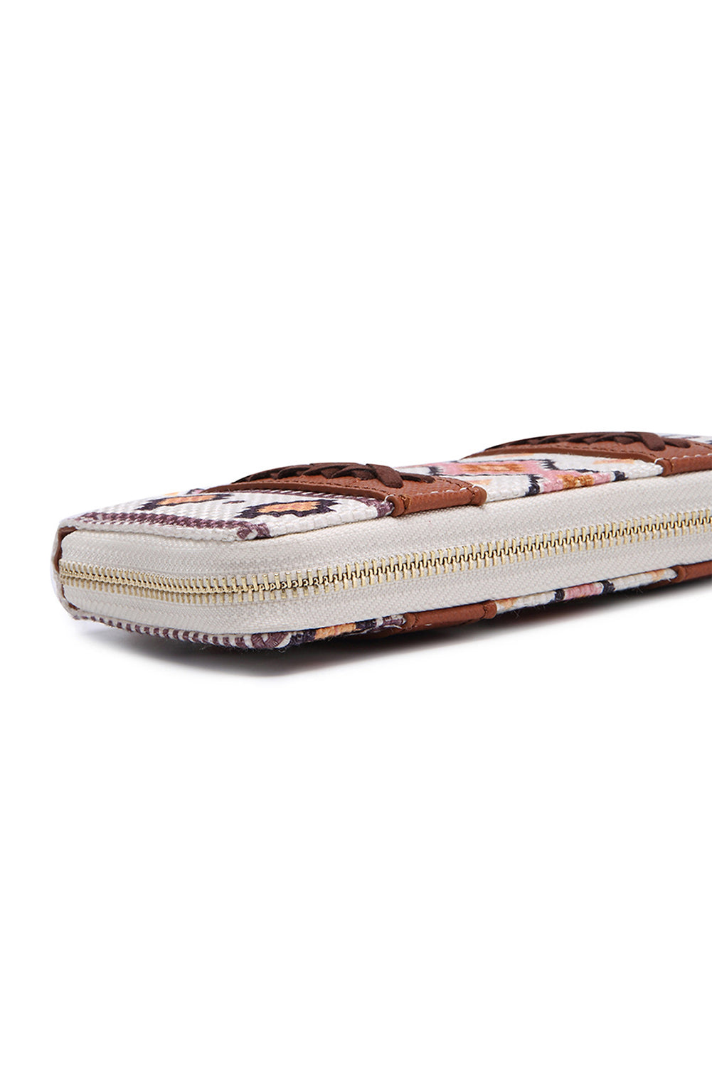 White Western Aztec Print PU Leather Wristlet Wallet