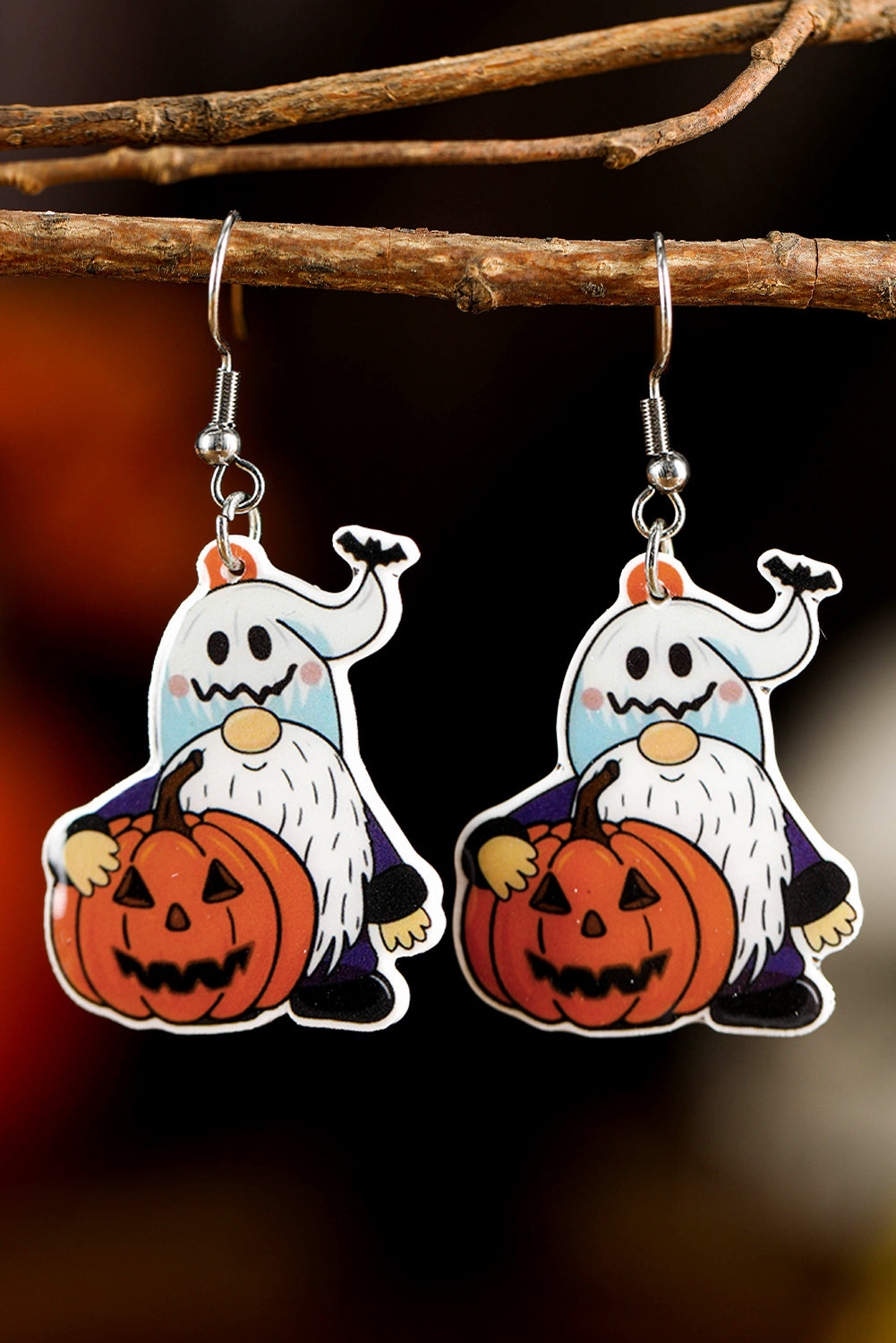 White Dwarf Pumpkin Face Halloween Hook Earrings