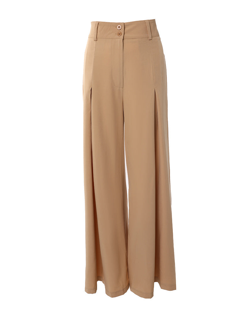 High Waist Ruched Wide Leg Pants Without Belt