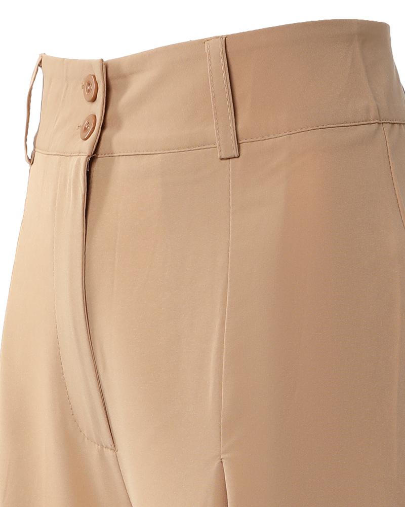 High Waist Ruched Wide Leg Pants Without Belt