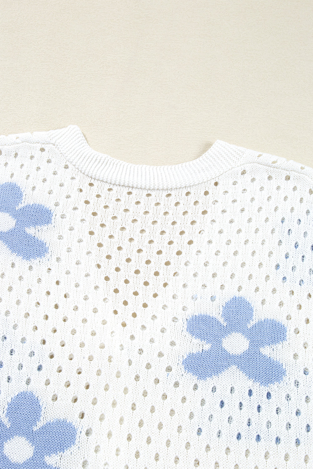 White Flower Knit Hollow Out Open Short Cardigan