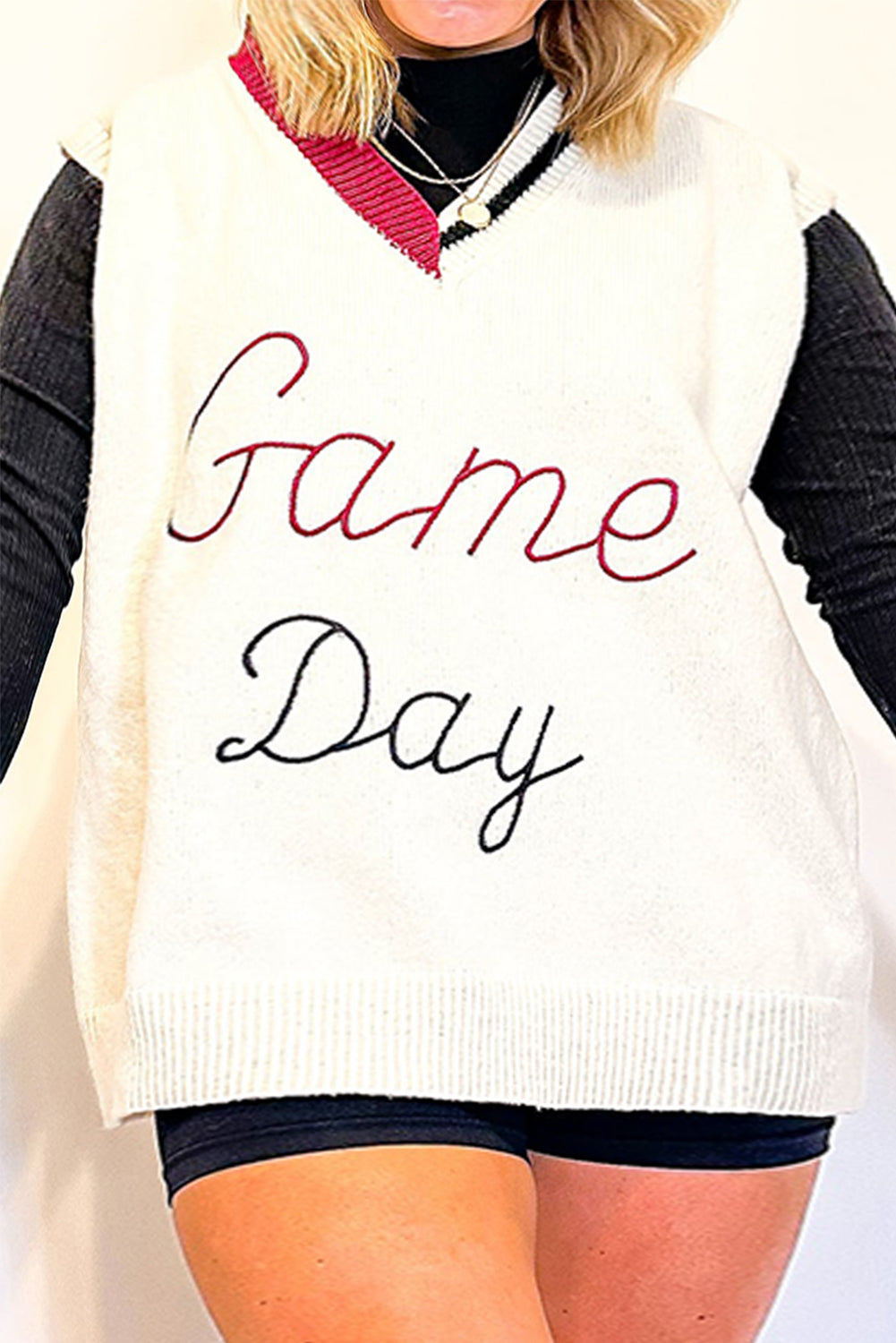 White Vintage Game Day Sweater Vest