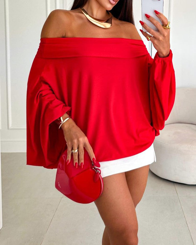 Off Shoulder Batwing Sleeve Top