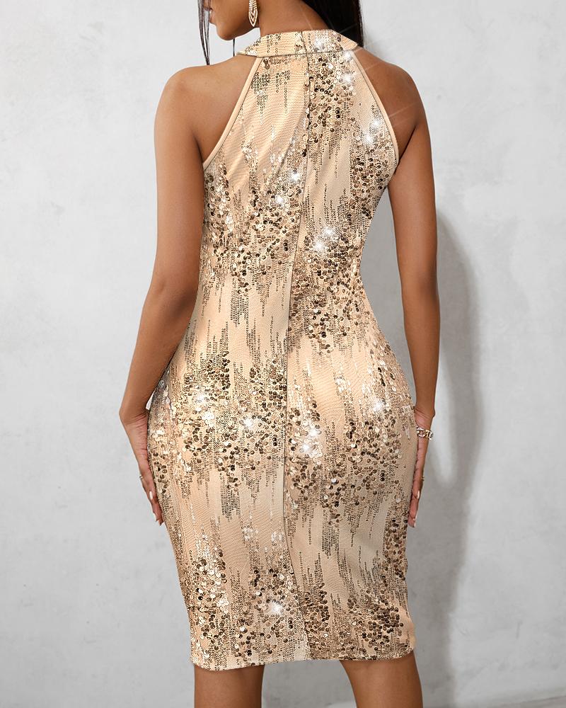 O Neck Sleeveless Sequin Party Dress