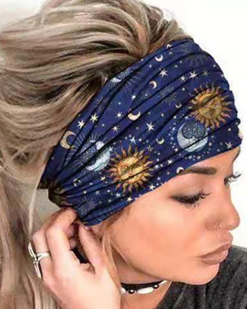 Serape Striped Floral Sun Moon Star Print Yoga Sports Headband