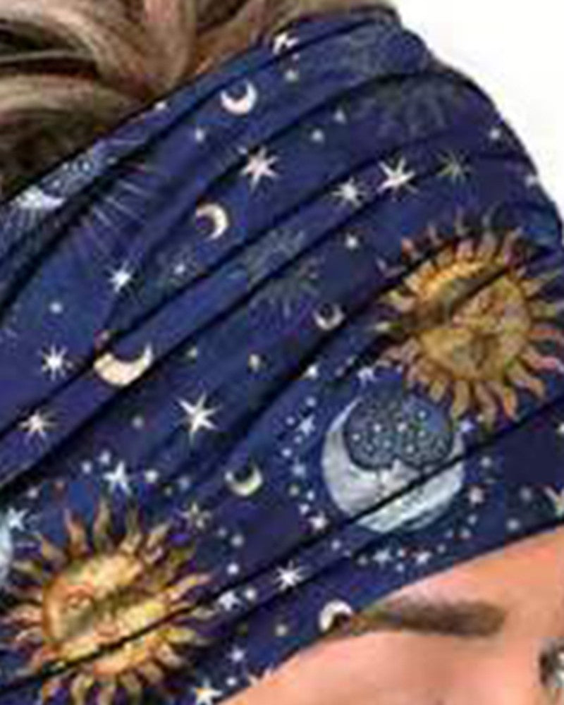 Serape Striped Floral Sun Moon Star Print Yoga Sports Headband