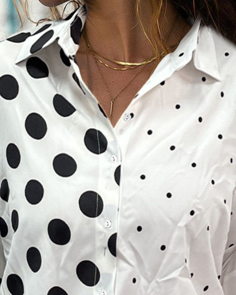 Polka Dot Print Long Sleeve Shirt