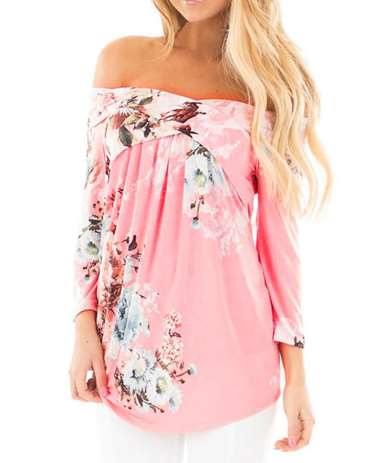 Stylish Floral Off Shoulder Casual Blouse