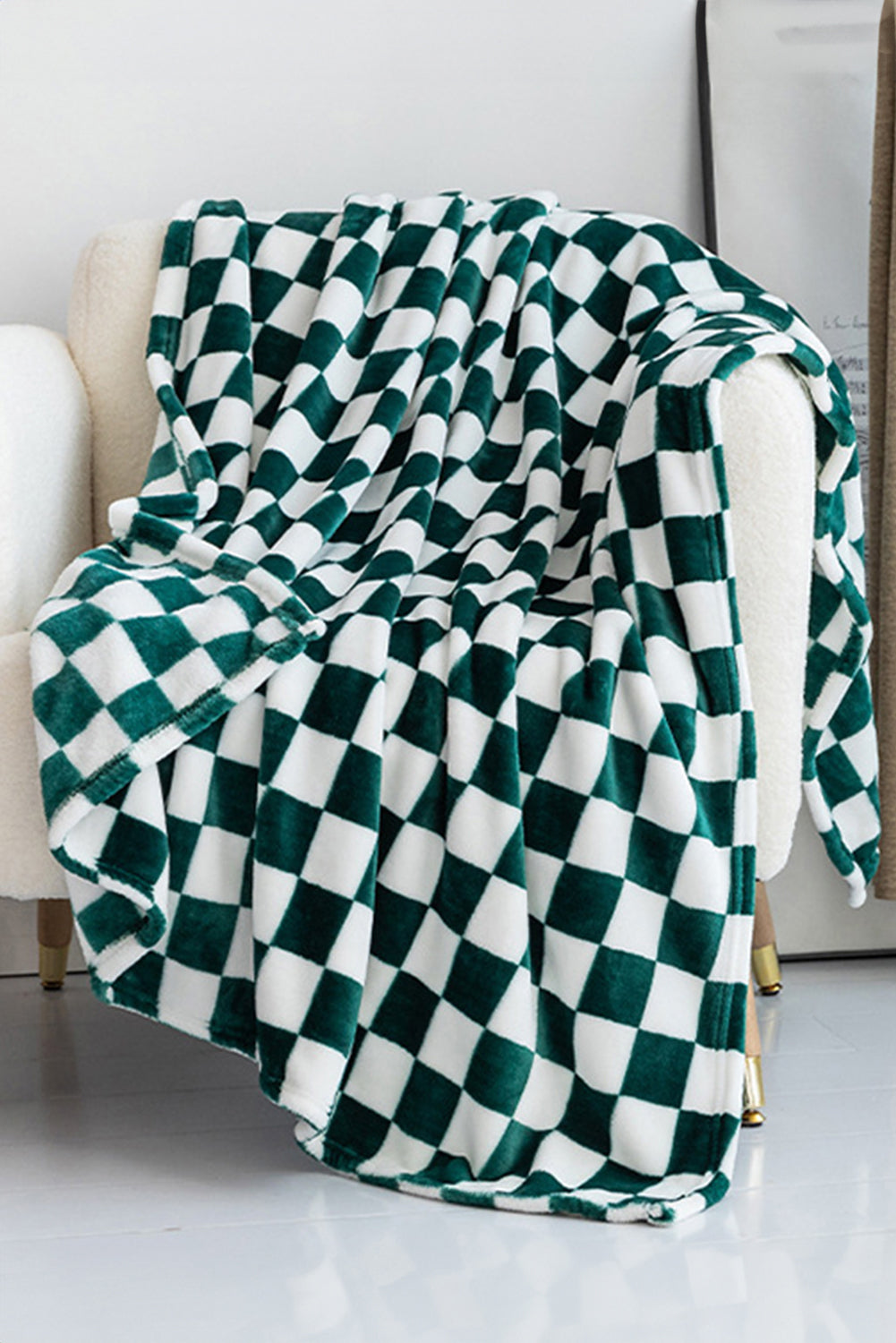 Navy Blue Checkerboard Printed Soft Throw Blanket 120*200cm