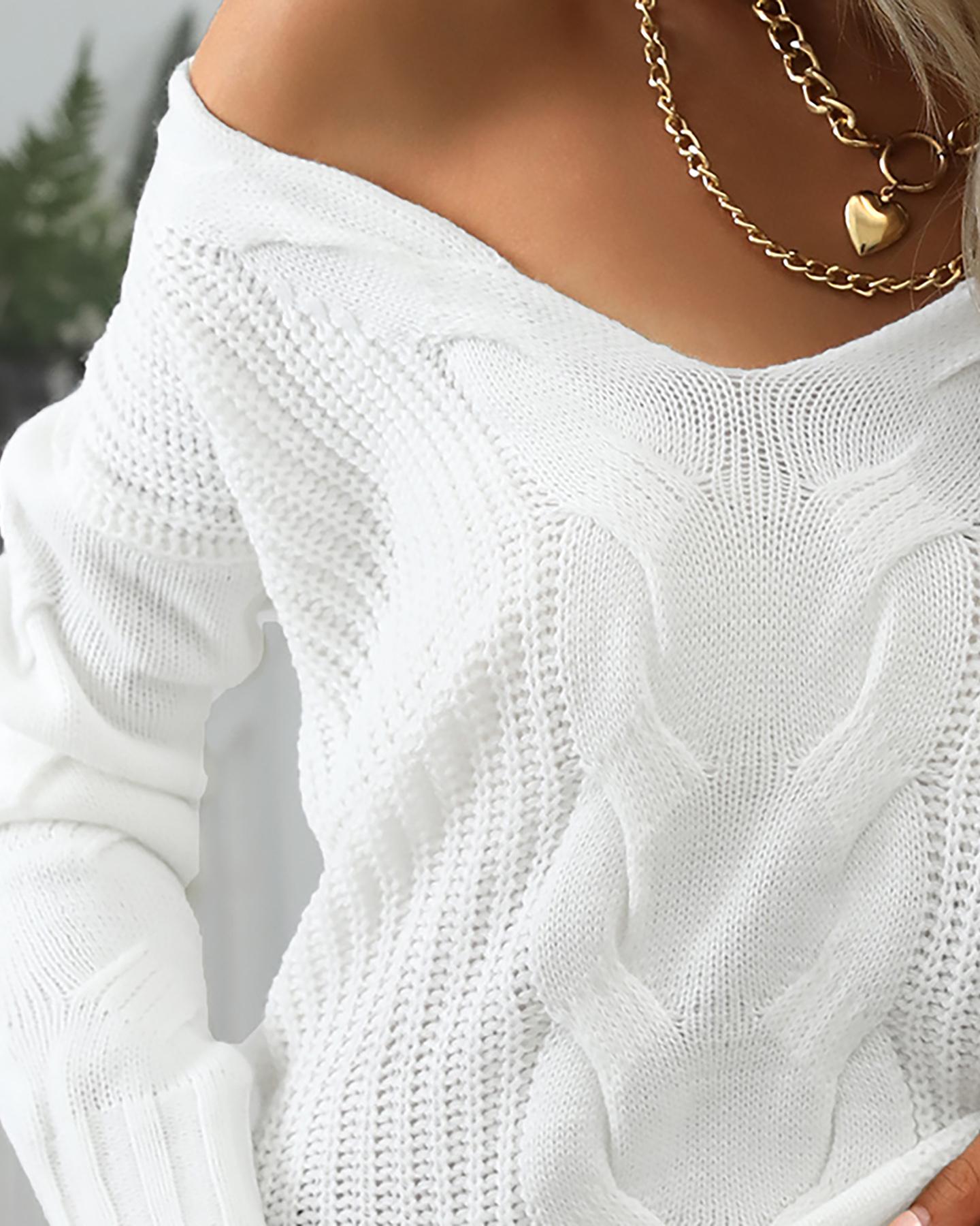 Long Sleeve Hollow Out Knit Sweater