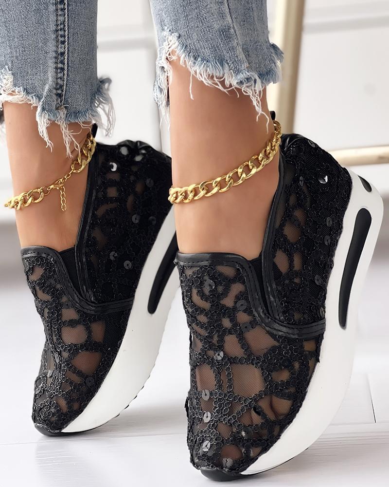 Sequin Slip On Muffin Sneakers