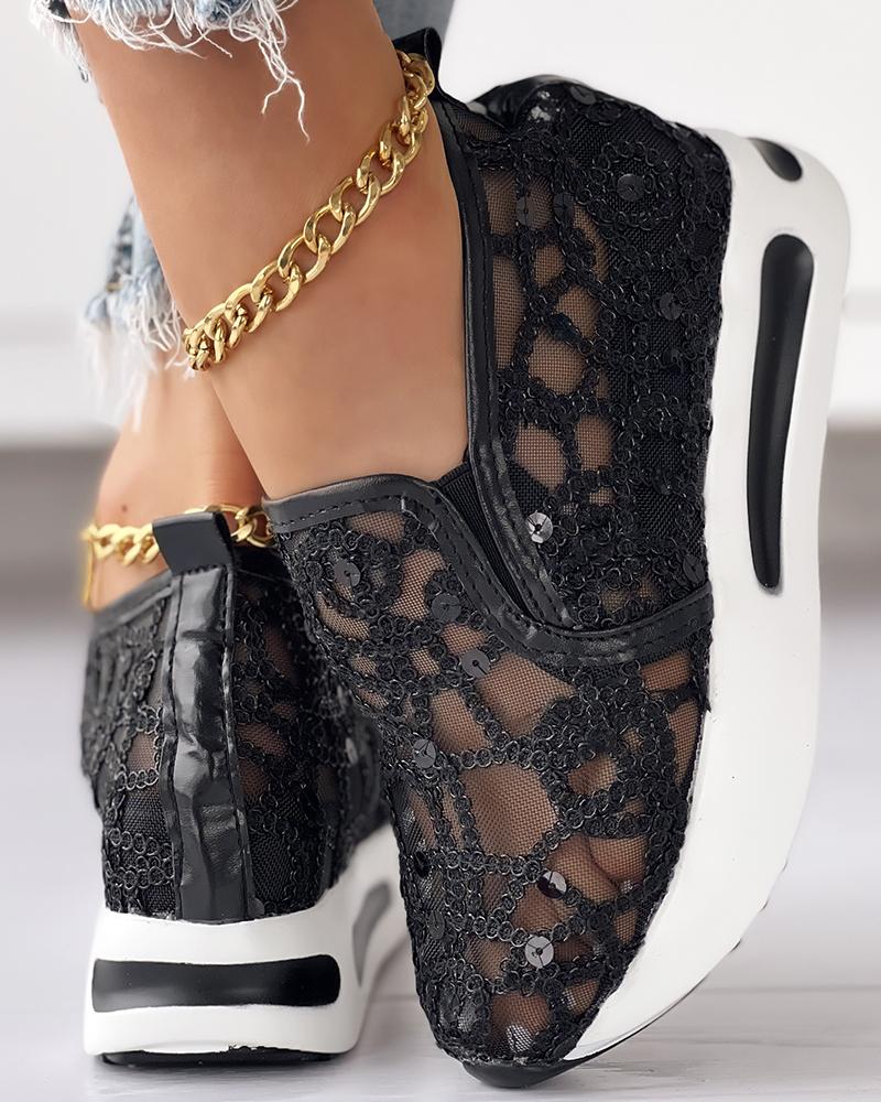 Sequin Slip On Muffin Sneakers