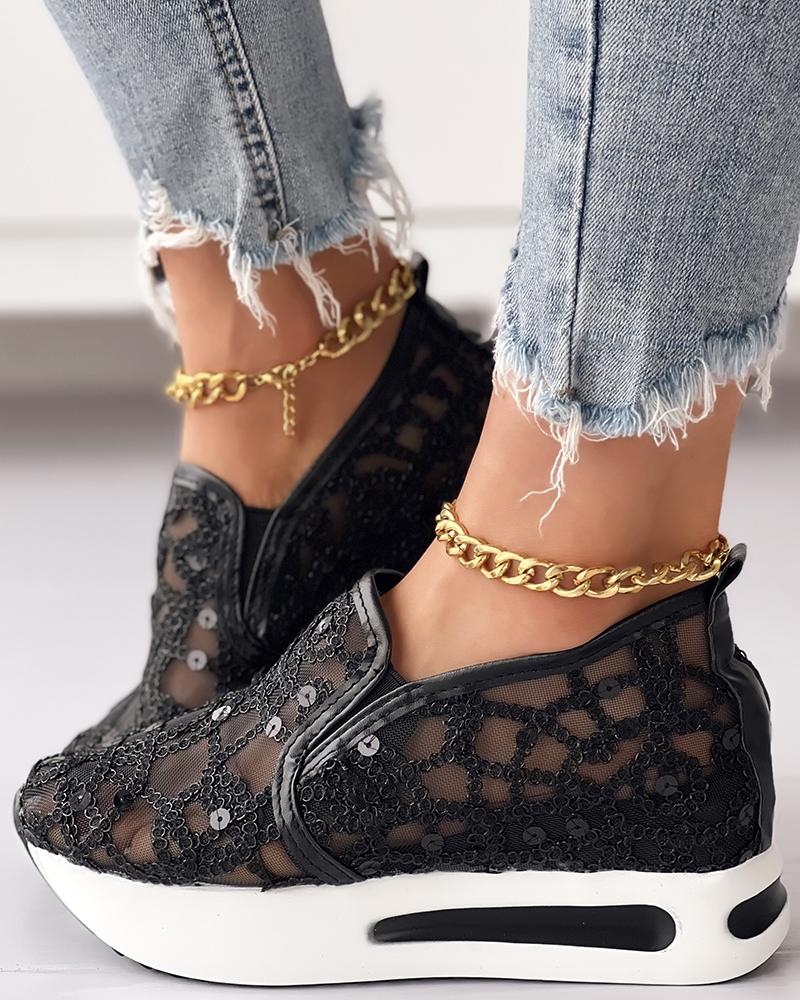 Sequin Slip On Muffin Sneakers