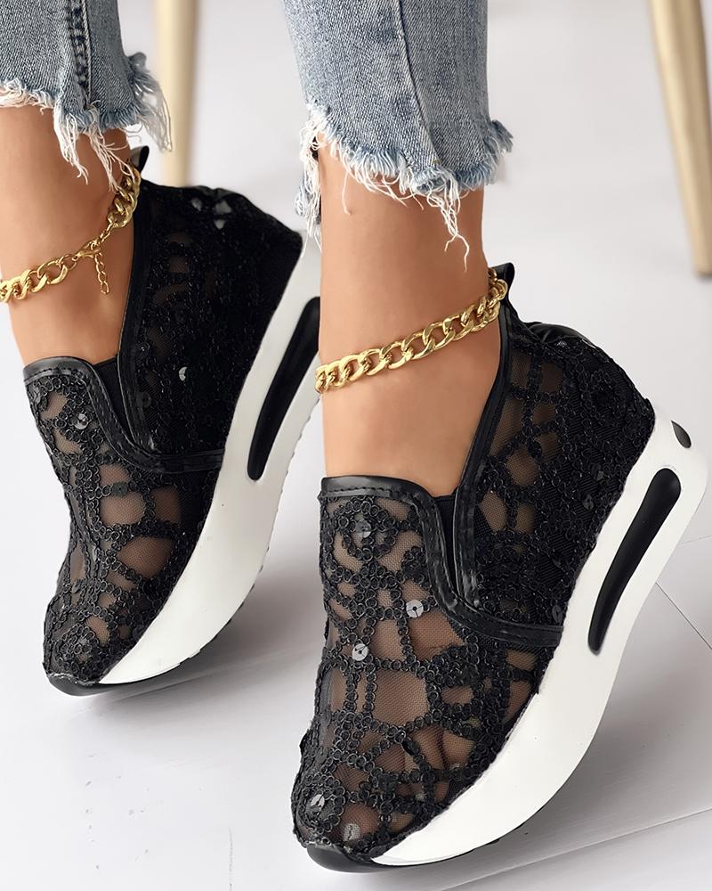 Sequin Slip On Muffin Sneakers