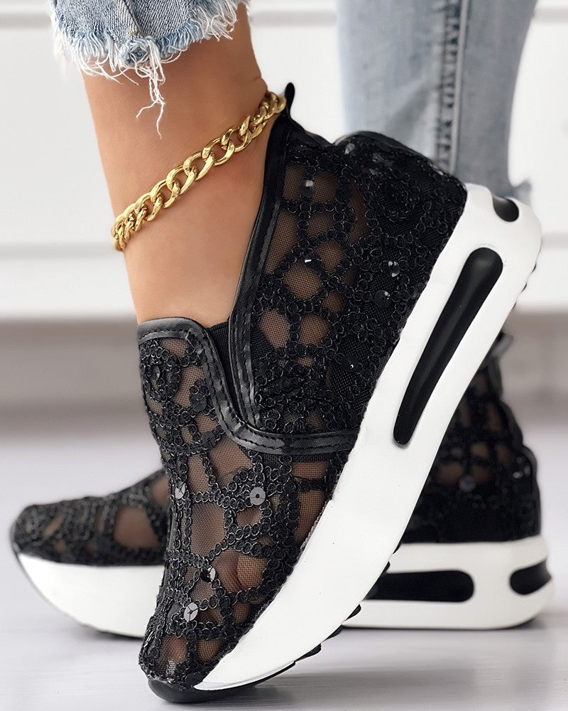 Sequin Slip On Muffin Sneakers