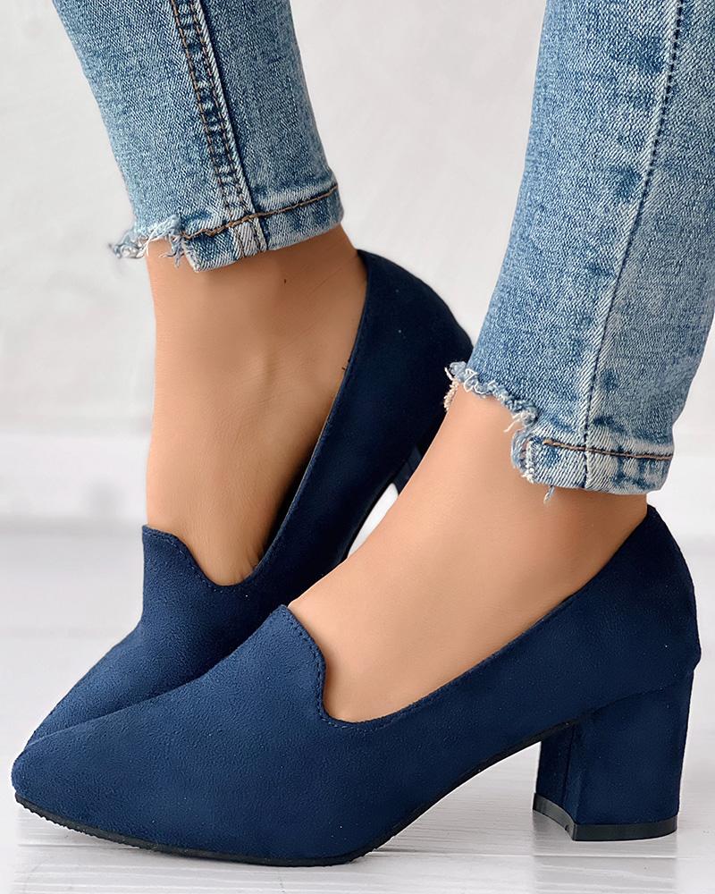 Fashionable Elegant Chunky Heel Pumps