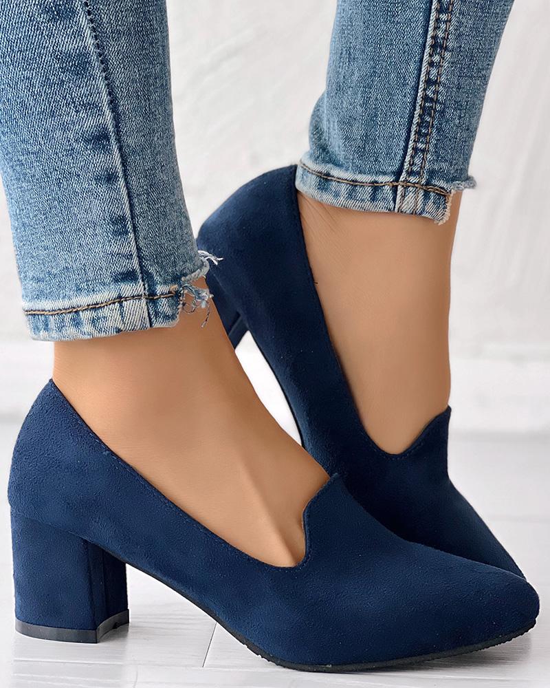 Fashionable Elegant Chunky Heel Pumps