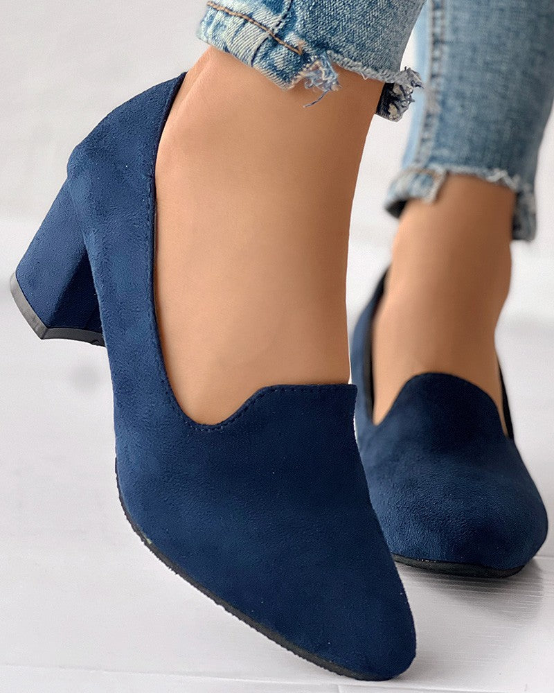 Fashionable Elegant Chunky Heel Pumps