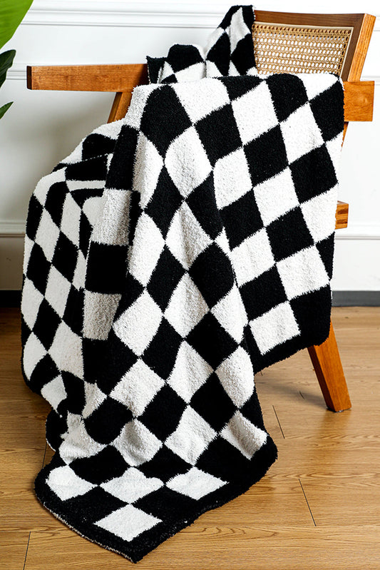 Fiery Red Plush Checkered Print Sofa Blanket 127*152cm