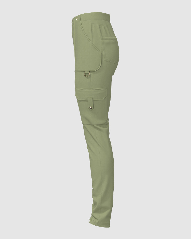 High Waist Pocket Design Cargo Pants