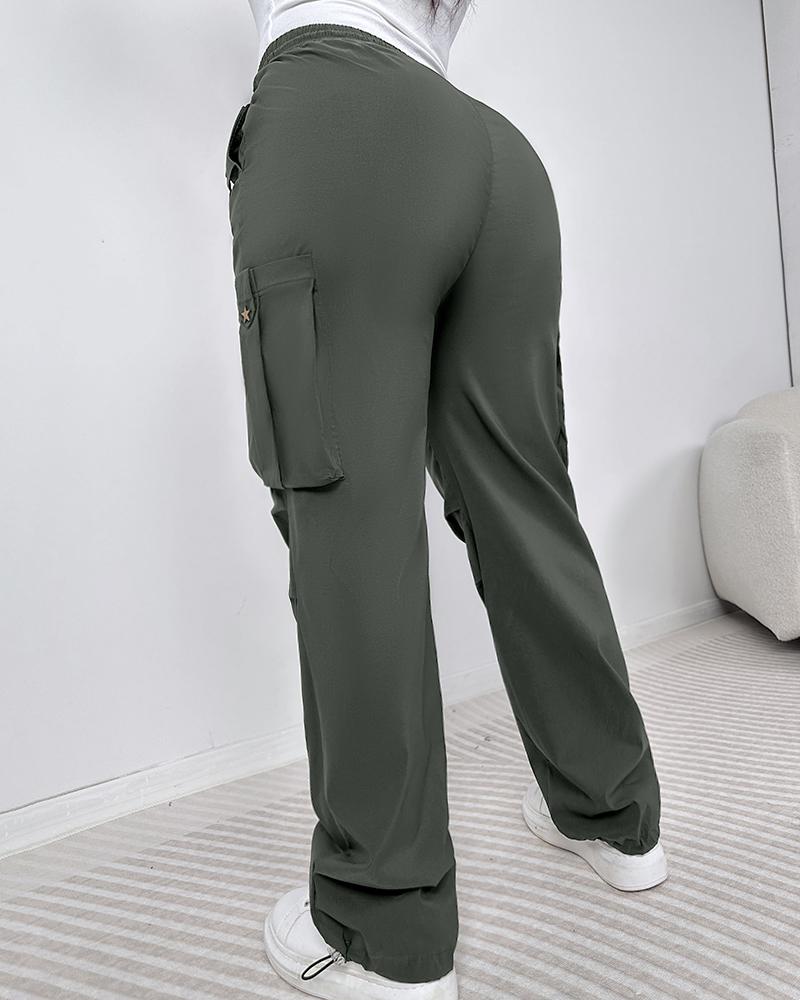 Drawstring Pocket Design Cargo Pants