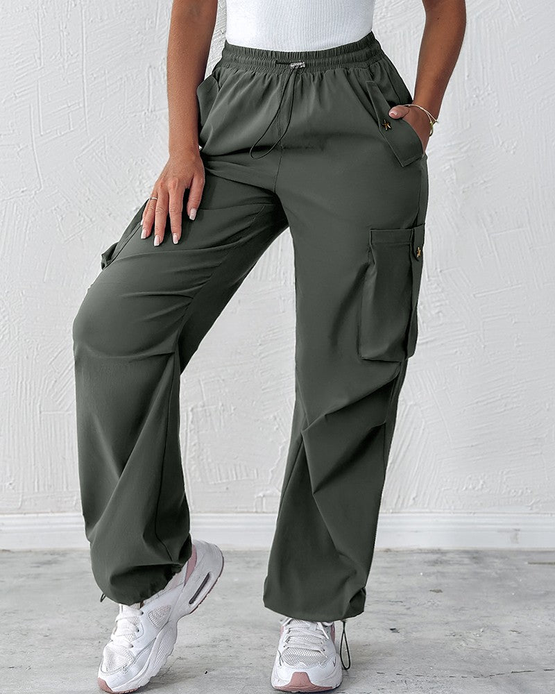 Drawstring Pocket Design Cargo Pants