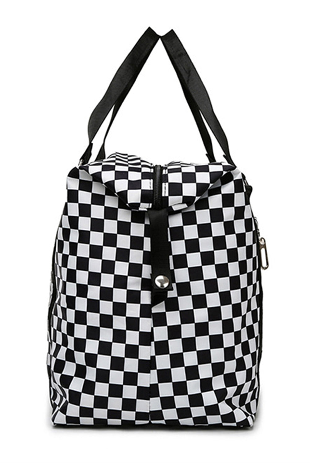 Black Checkered Print Large Capacity Tote Bag