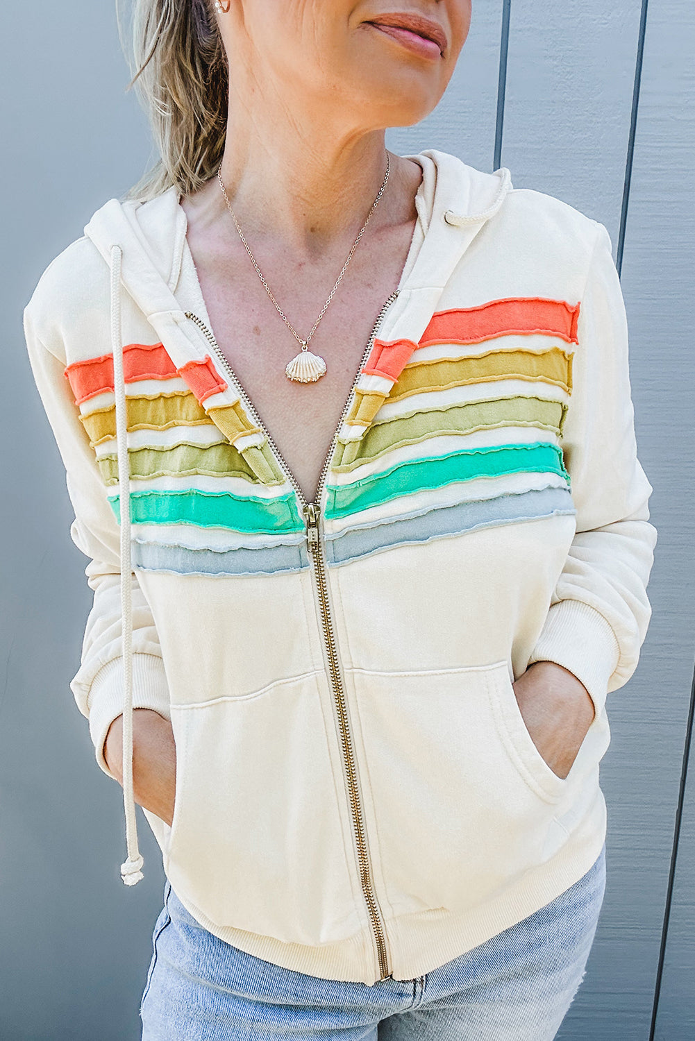 white Rainbow Raglan Sleeve Crew Neck Plus Size Sweatshirt