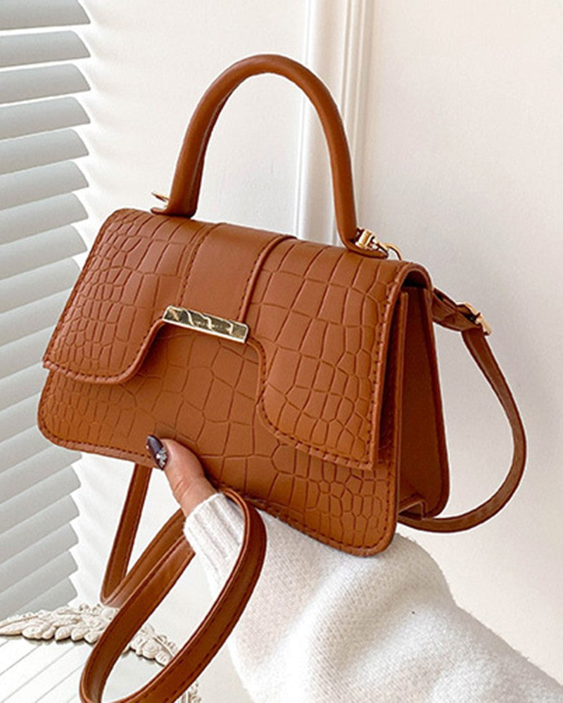 Crocodile Top Handle Satchel Bag