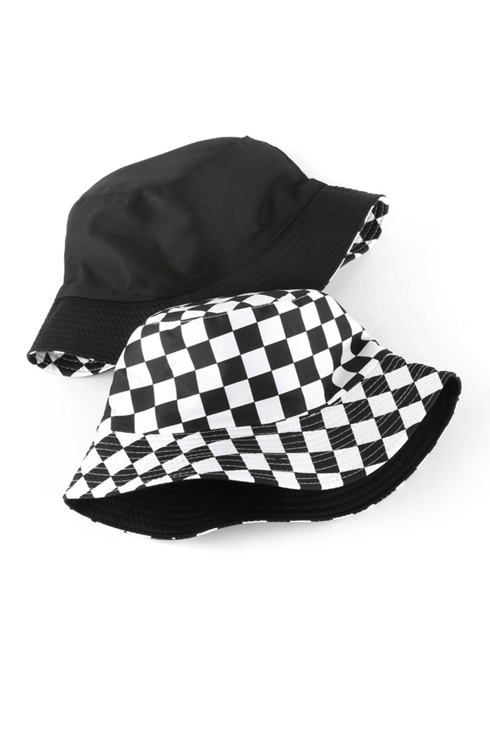 Black Reversible Checkered Bucket Hat