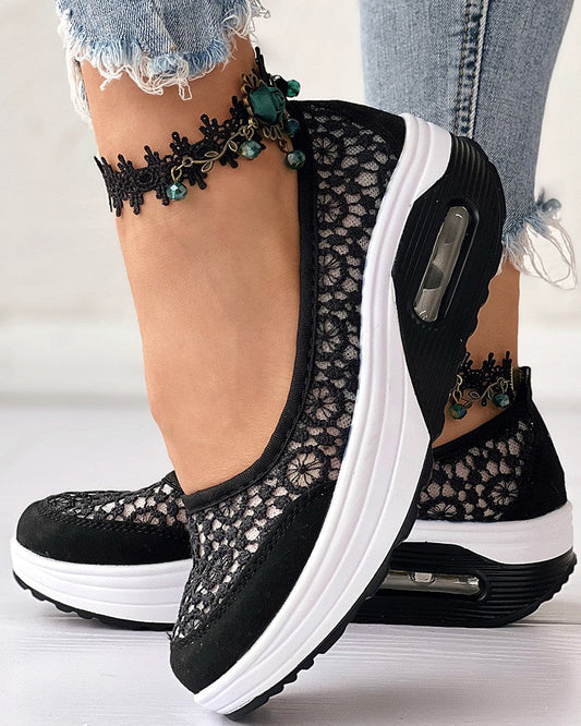 Contrast Lace Slip on Sneakers