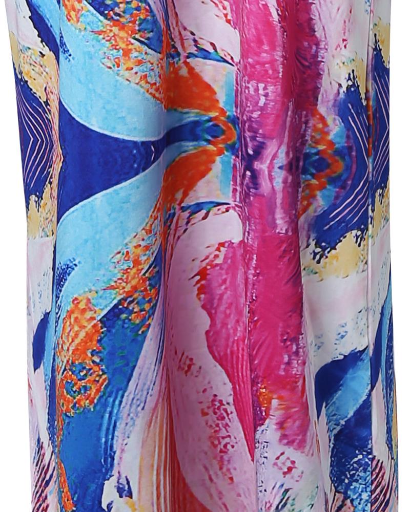 Abstract Print One Shoulder Maxi Dress