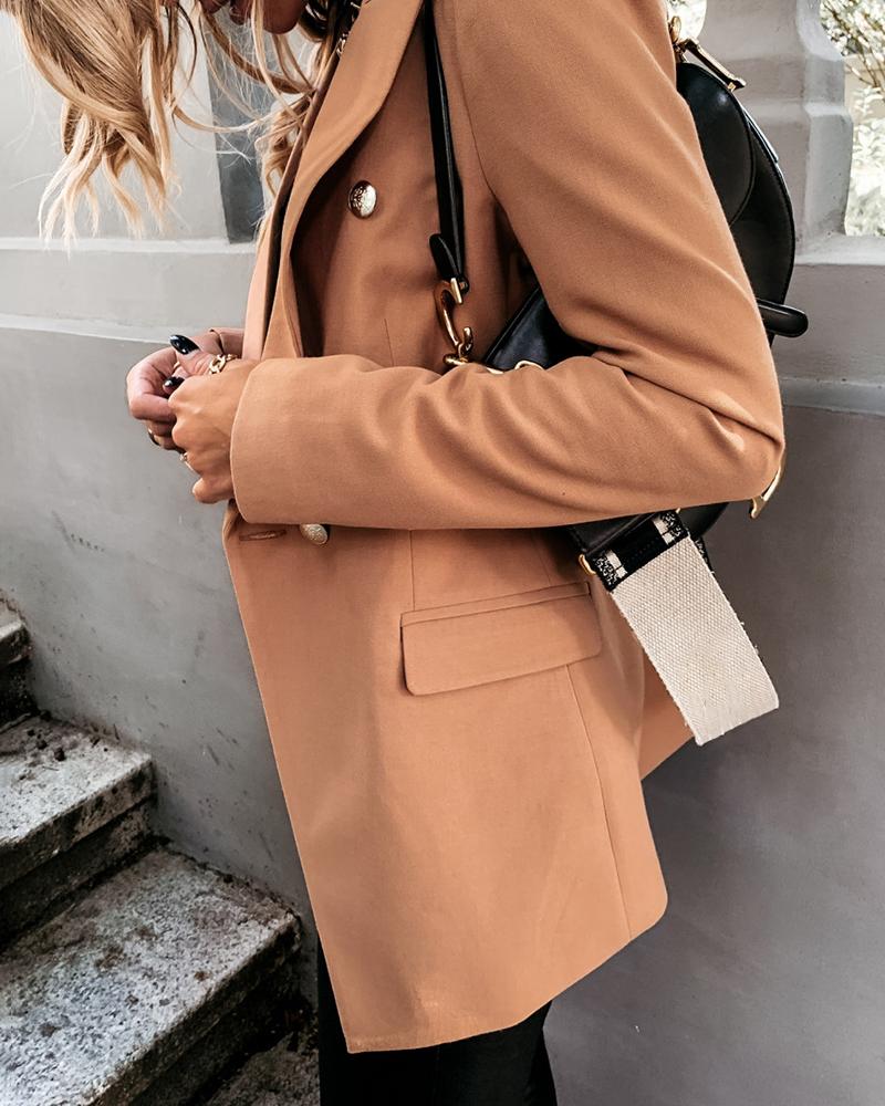 Double Breasted Long Sleeve Blazer Coat