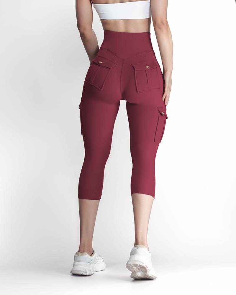 Pocket Design High Waist Sports Active Pants