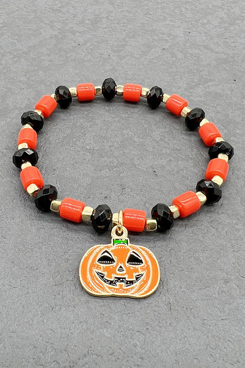 Russet Orange Jack-o-lantern Halloween Beaded Bracelet