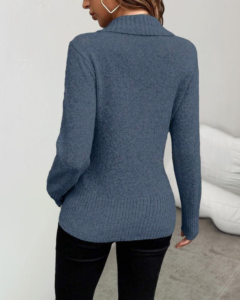 Shawl Collar Button Decor Knit Sweater