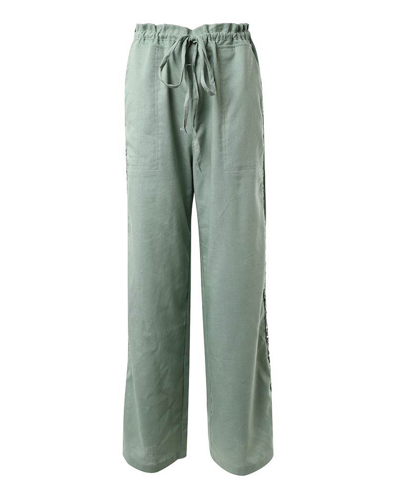 Drawstring Hollow Out Casual Pants