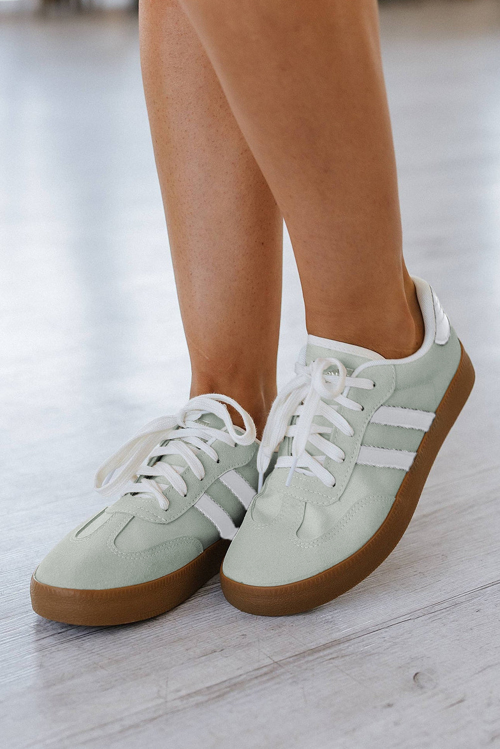 Beau Blue Striped Lace-up Flat Sneakers