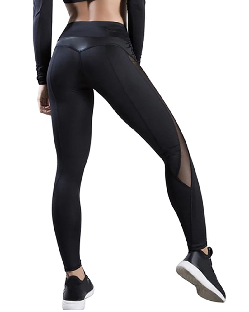 High Waist Sheer Mesh Tummy Control Butt Lift Sporty Leggings