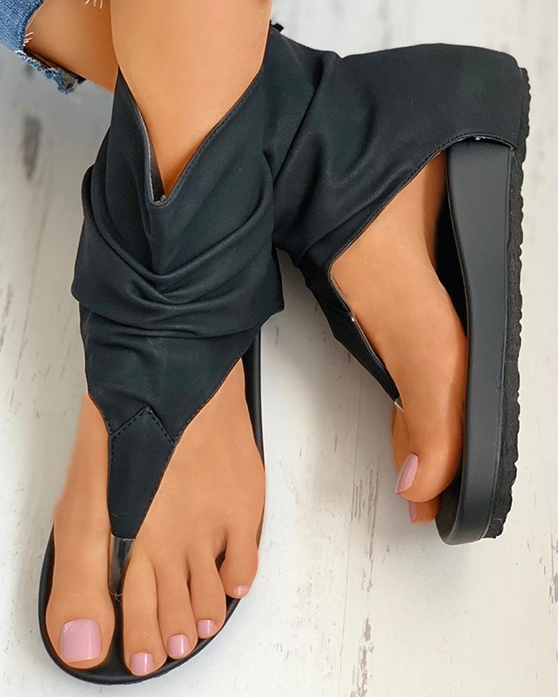 Zipper Design Slingback Thong Sandals