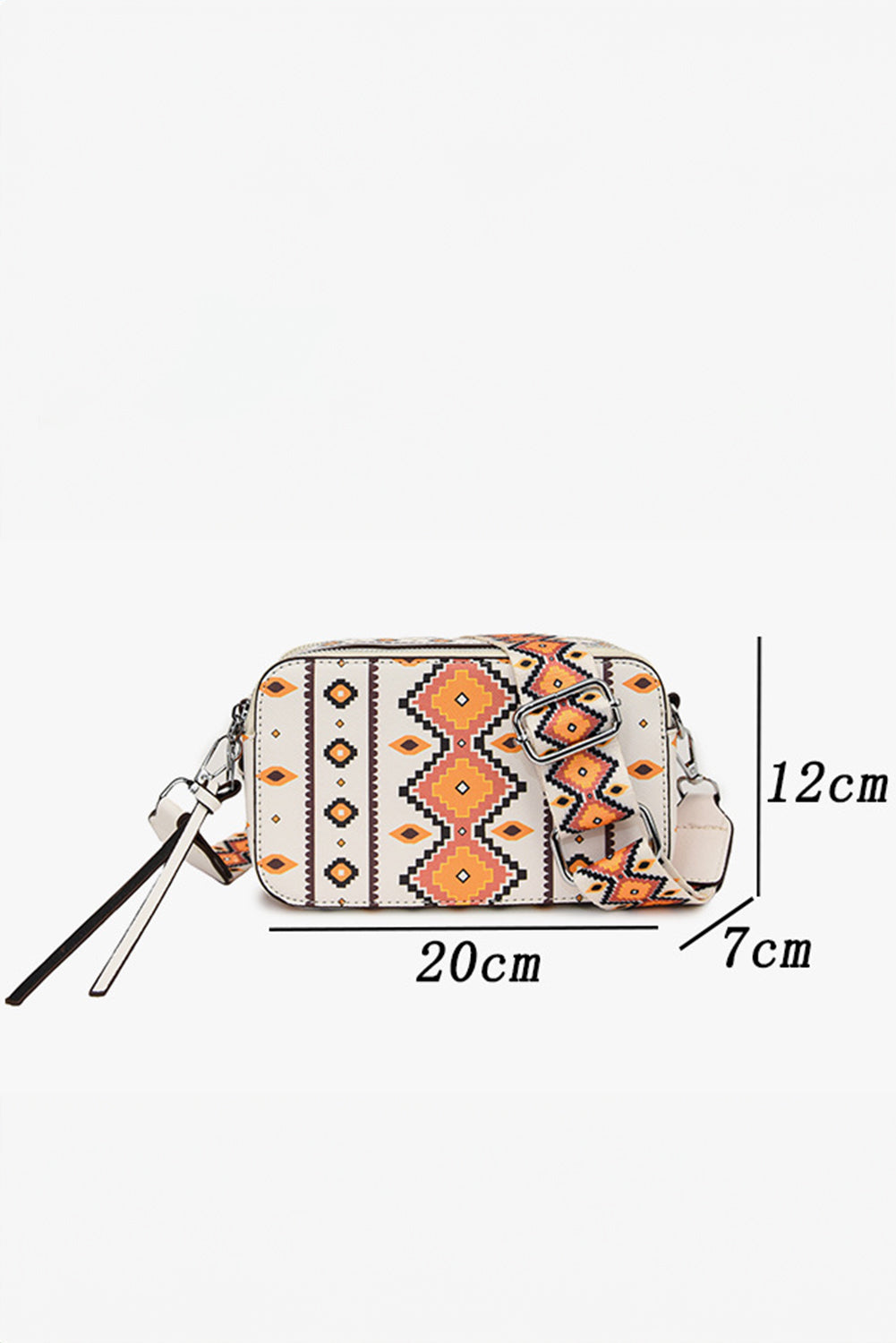 White Western Aztec Print PU Leather Square Single Shoulder Bag